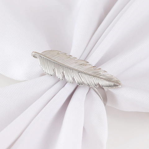 Feather Leaf Napkin Rings Zinc Alloy Silver Color Table Decoration For Wedding Dinner Party Elegant Hotel Metal Holders