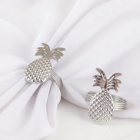 Ronds De Serviette Ananas Argent Alliage Zinc Forme Fruit Décoration Table Pour Hôtel Mariage Banquet Dîner Occidental Boucles