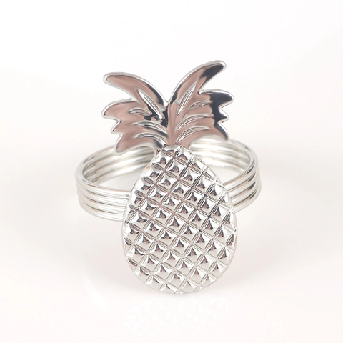 Ronds De Serviette Ananas Argent Alliage Zinc Forme Fruit Décoration Table Pour Hôtel Mariage Banquet Dîner Occidental Boucles