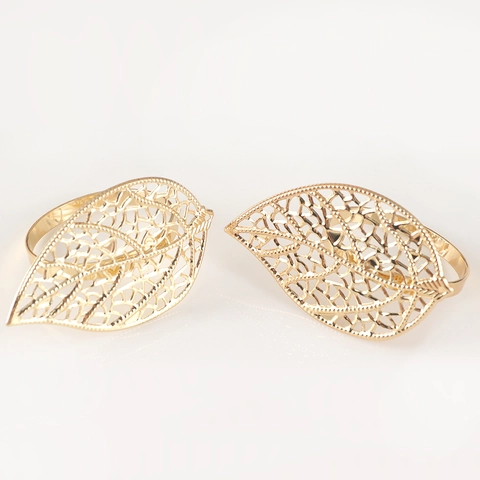 Hollow Leaf Napkin Rings Metal Electroplated Table Decor For Wedding Party Banquet Elegant Zinc Alloy