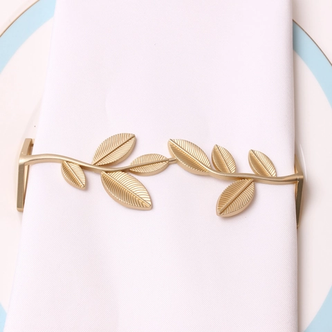 Matte Gold Leaf Napkin Rings Zinc Alloy 3D Tree Branch Design For Wedding Banquet Hotel Table Decorations Elegant Napkin Holder