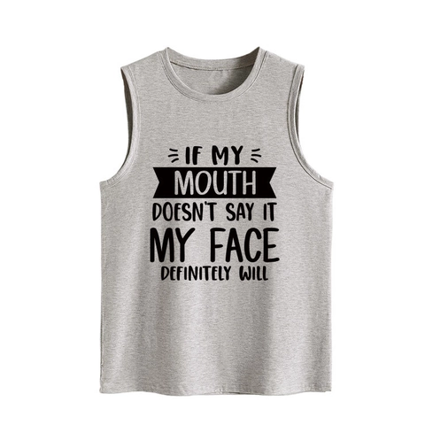 Damen Tank Top Baumwollmischung Ärmellos Rundhals Humor Slogan Casual Sommer Lockere Passform Grafik Weste