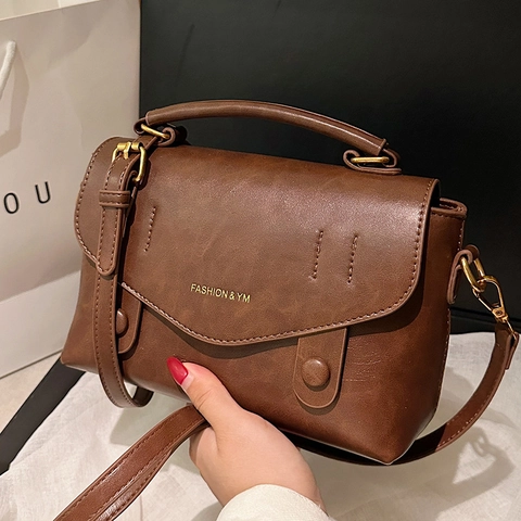 Borsa A Mano Quadrata Vintage In Pelle PU Con Manico Superiore Tracolla Rimovibile Borsa A Tracolla Da Donna Casual