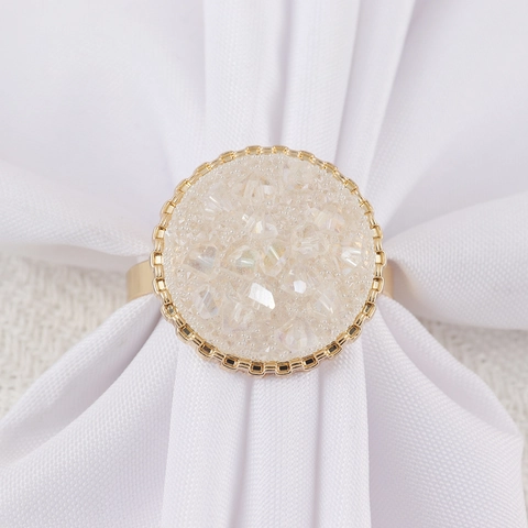 Ronds de Serviette Druzy en Alliage de Zinc Or Cristal Amas Boucle de Serviette pour Mariage Banquet Hôtel Décor de Table Élégant