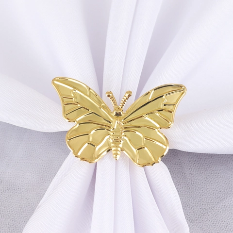 Rond de Serviette Papillon Ajouré Doré Créatif Alliage de Zinc Boucle de Serviette Insecte Décorative pour Hôtel Mariage Banquet Table