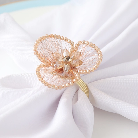 Portatovagliolo Fiore Lega Di Zinco Strass Cristallo Perla Artificial Filo Metallico Per Matrimonio Banchetto Decorazione Tavola