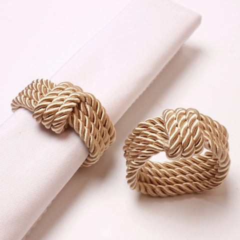 Ronds De Serviette Tissés À La Main Design De Noeud En Cordon Pour Décoration De Table Mariage Hôtel Spirale Lustrée