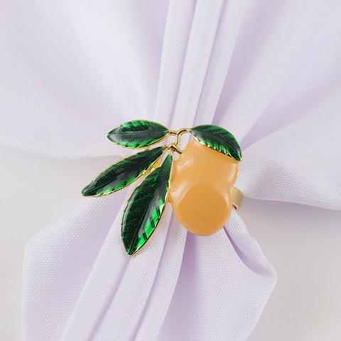 Ronds De Serviette Fruits Alliage De Zinc Email Citron Mangue Forme Boucles De Serviette En Metal Decor De Table Banquet