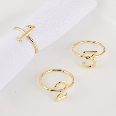 Creative Metal Number Napkin Rings Zinc Alloy Electroplated Gold Rose Gold Numbers One Two Three For Banquet Wedding Hotel Decoration
