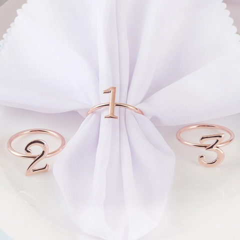 Creative Metal Number Napkin Rings Zinc Alloy Electroplated Gold Rose Gold Numbers One Two Three For Banquet Wedding Hotel Decoration