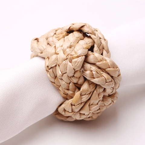 Ronds de Serviette Tissés en Peau de Maïs Faits à la Main Boucles de Serviette Rustiques pour Mariage Banquet Table
