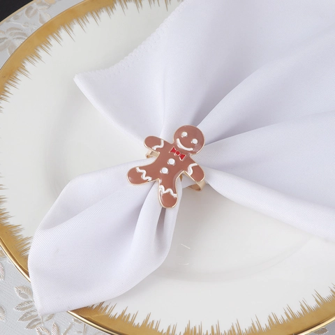 Christmas Gingerbread Man Napkin Ring Zinc Alloy Enamel Festive Holiday Dinner Table Decoration Buckle Ornament
