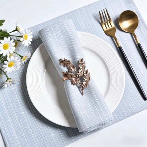 Ronds De Serviette Métal Forme De Feuille Alliage Zinc Bronze Pour Déco Table Fête Mariage Hôtel Vintage Élégant Eucalyptus Ginkgo