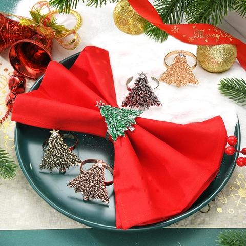 Legierung Weihnachtsbaum Serviettenringe Strass Dekorativ Halter Für Feiertags Esstisch Hotel Party