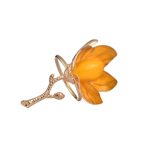Magnolia Flower Napkin Ring Zinc Alloy Enamel Floral Holder Vintage Pastoral Style Table Decor For Dining Party