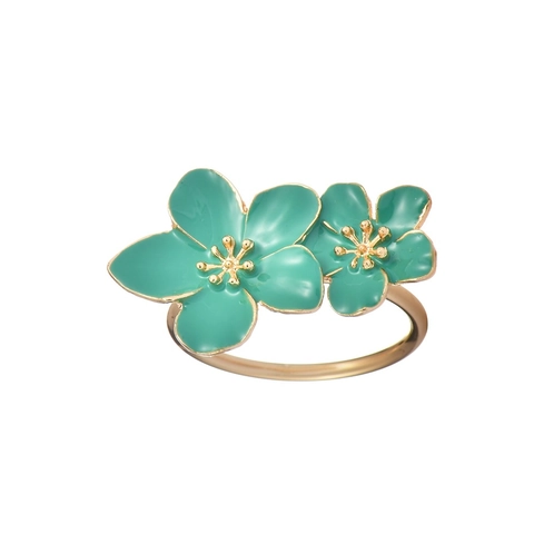 Servilleteros de Flor de Esmalte Aleación de Zinc Chapado en Oro Soporte de Servilleta Floral para Boda Fiesta Decoración de Mesa