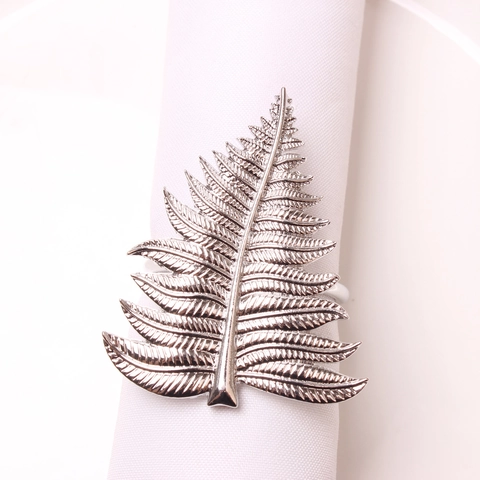 Fern Leaf Metal Napkin Rings For Wedding Party Table Decoration Nordic Style Gold Green Alloy Napkin Holder For Tableware