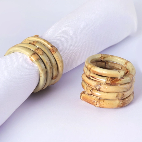 Natural Bamboo Napkin Rings Spiral Handmade Woven Table Buckle For Restaurant Hotel Wedding Minimalist Rustic Decor