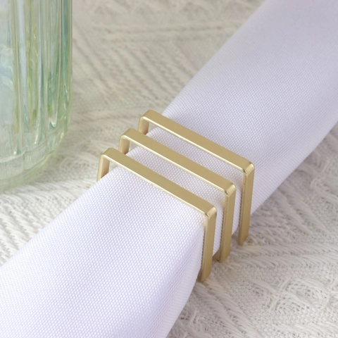 Napkin Rings Metal Square Geometric Matte Gold Electroplated Table Decoration Wedding Party Dining Minimalist Style