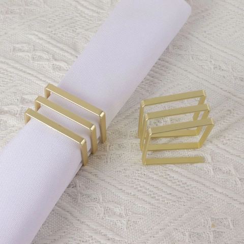 Napkin Rings Metal Square Geometric Matte Gold Electroplated Table Decoration Wedding Party Dining Minimalist Style
