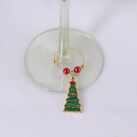 Weihnachts Weinglas Charms Zinklegierung Emaille Marker Mit Festlichen Formen Baum Engel Hut Kranz Dekor