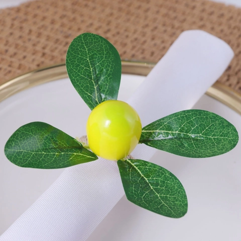 Künstliche Zitronen Serviettenringe Mit Grünen Blättern Und Hanfseil Für Bauernhaus Tischdeko Frühling Sommer Hochzeit Bankett Party