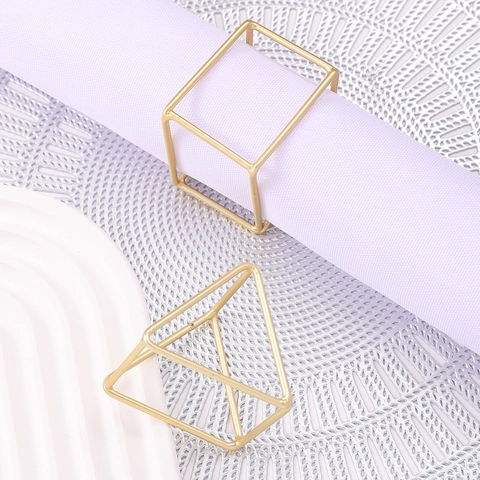 Geometric Napkin Rings Zinc Alloy Gold Plated Minimalist Table Decorations For Wedding Banquet Modern Home Dining