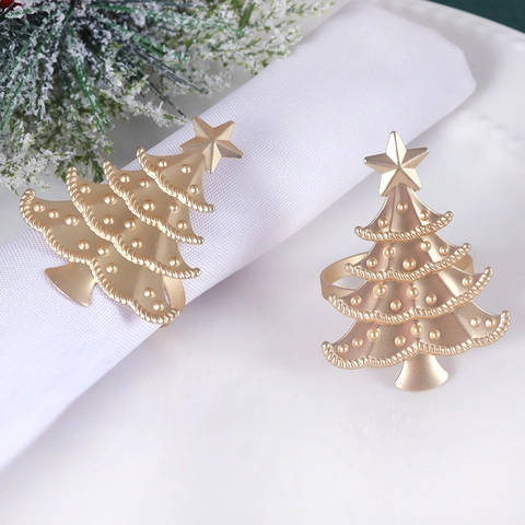 Weihnachtsbaum Serviettenringe Zinklegierung Mattgold Stern Table Decoration Für Party Dinner