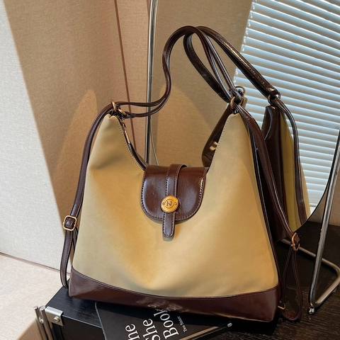 Sac À Dos Et Sac À Bandoulière Multifonctionnel Pour Femmes Vintage En Cuir PU Grande Capacité Sac À Main De Bureau