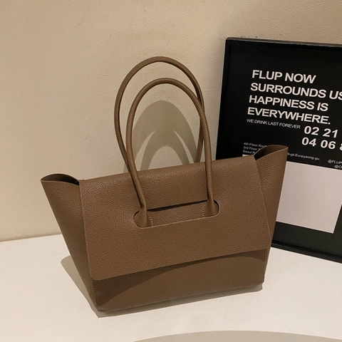 Borsa Tote Grande Da Donna In Pelle PU Martellata Minimalista Con Patta Borsa A Spalla Da Pendolare Ufficio Quotidiana