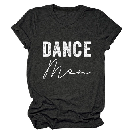 T-Shirt Donna Misto Cotone Girocollo Manica Corta Dance Mom Stampa Lettere Top Estivo Casual Vestibilità Ampia