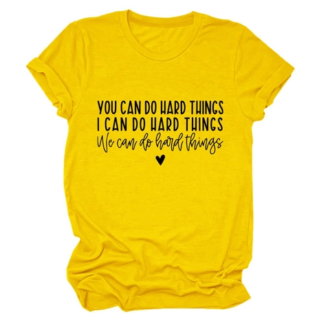 T-Shirt Da Donna Misto Cotone Maniche Corte Girocollo Stampa Lettere Ispiratrici Casual Allentato Top Estivo Motivazionale
