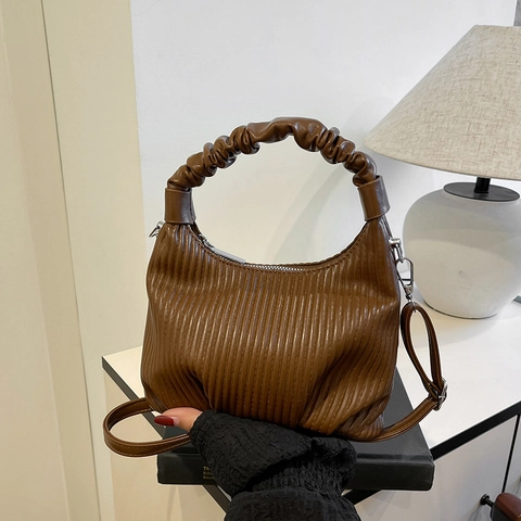 Borsa a Spalla in Pelle PU Pieghettata da Donna Con Manico a Nuvola Borsa Hobo Versatile Borsa a Tracolla Sottoascellare Borse Chic Casual