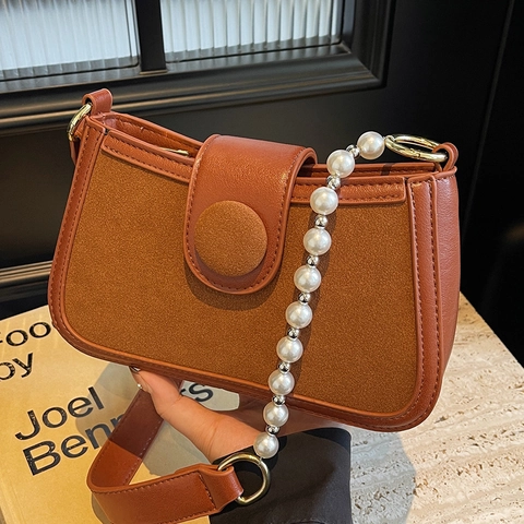 Women Fashion PU Patchwork Shoulder Bag Metal Chain Strap Square Crossbody Bag Minimalist Style Small Handbag For Daily Commute