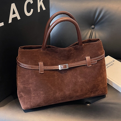Vintage Handtasche Aus Mattem PU Leder Große Kapazität Tote Bag Mit Gürtelschnalle Dekor Für Frauen Arbeit Pendeln Alltag