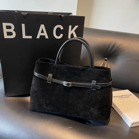 Vintage Handtasche Aus Mattem PU Leder Große Kapazität Tote Bag Mit Gürtelschnalle Dekor Für Frauen Arbeit Pendeln Alltag