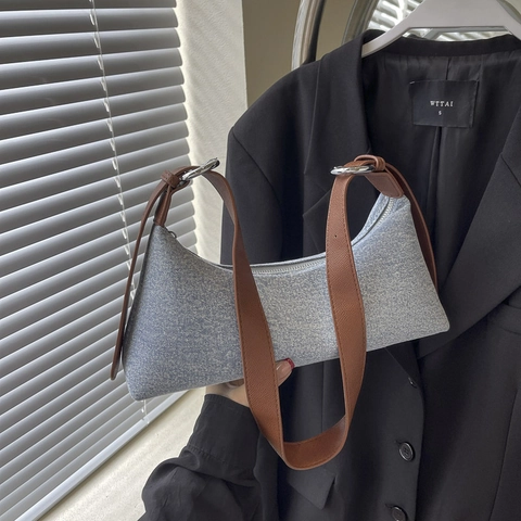 Borsa Hobo In Denim Vintage Da Donna Borsa A Spalla Casual Con Tracolla In Pelle Regolabile Tono Argento