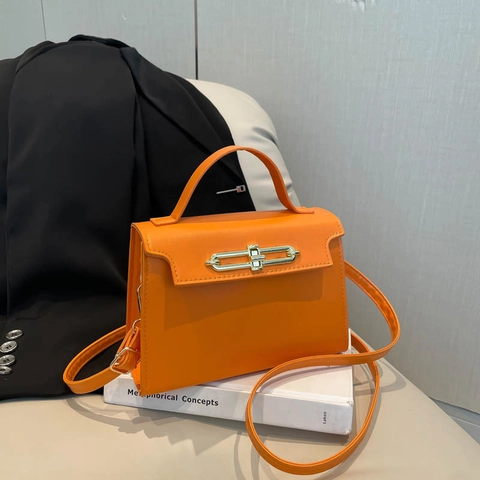 Vintage PU Leder Kleine Quadratische Handtasche Für Damen Minimalistische Umhängetasche Mit Metallschloss Elegante Büro-Umhängetasche