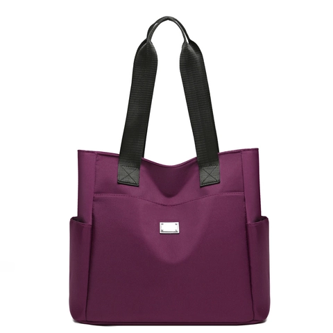 Women Oxford Cloth Tote Bag Large Capacity Minimalist Solid Color Shoulder Bag With Double Handle For Travel Daily Use