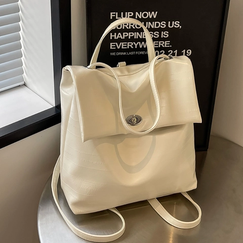 Zaino Moda Donna Pelle PU Motivo Coccodrillo Chiusura A Girello Grande Capacità Viaggio Scuola Borsa Spalla Versatile