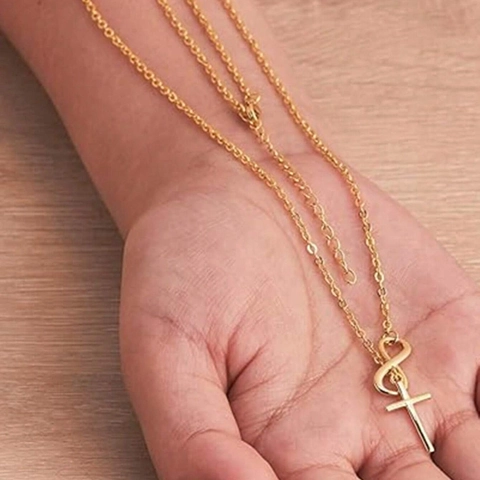 Collana Con Ciondolo Croce Infinito In Acciaio Inossidabile Per Donna Placcata Oro Argento Minimalista A Forma Di Y Gioielli