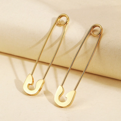 Safety Pin Earrings Stainless Steel Minimalist Punk Hoop Studs Creative Fashion Jewelry For Women Daily Accessories