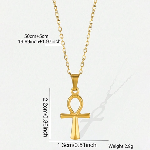 Collana Con Pendente Croce Ankh In Acciaio Inossidabile Simbolo Antico Egitto Chiave Della Vita Gioielli Moda Uomo Donna