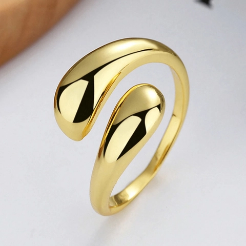 Teardrop Offener Ring Edelstahl Geometrisch Minimalistisch Verstellbar Zeigefinger Schmuck Für Frauen Hochglanzpoliert
