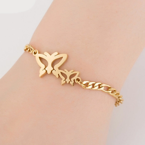 18K Gold Plated Stainless Steel Butterfly Elephant Heart Star Moon Bracelet Anklet For Women Fashion Jewelry Gift