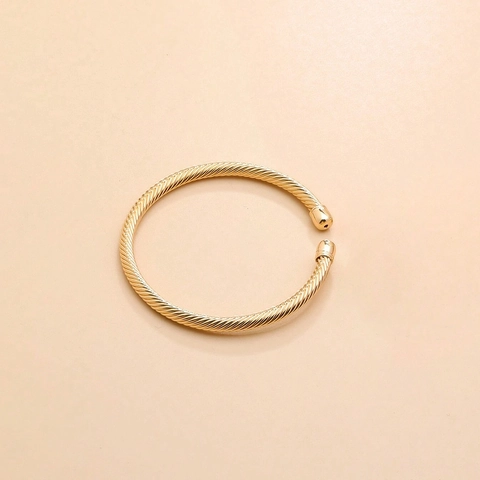 Edelstahl Manschettenarmband Gedrehte Kabelstruktur Offener Armreif Minimalistischer Modeschmuck Für Damen