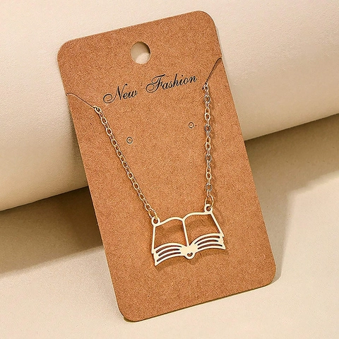 Roestvrijstalen Open Boek Hanger Ketting Holle Literaire Sieraden Minimalistische Mode Accessoire