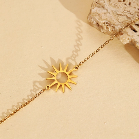 Zonnehanger Armband Roestvrij Staal Holle Zonnestraal Verstelbare Ketting Minimalistische Mode-Sieraden Voor Vrouwen