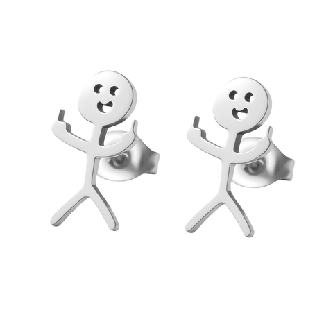 Mittelfinger Strichmännchen Ohrstecker Edelstahl Lustiges Smiley Gesicht Doodle Graffiti Hip Hop Schmuck Für Damen Herren