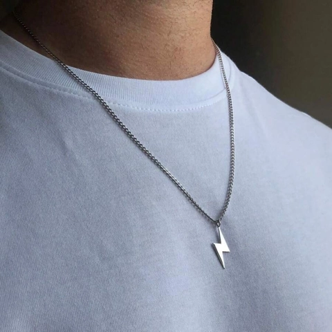 Collana Con Ciondolo A Fulmine In Acciaio Inossidabile Minimalista Hip Hop Punk Gioielli Per Uomo Donna Accessorio Moda
